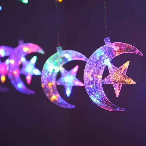 ستارة ضوئي نجوم وهلال زينة رمضان