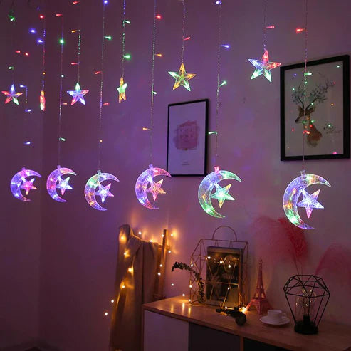 ستارة ضوئي نجوم وهلال زينة رمضان