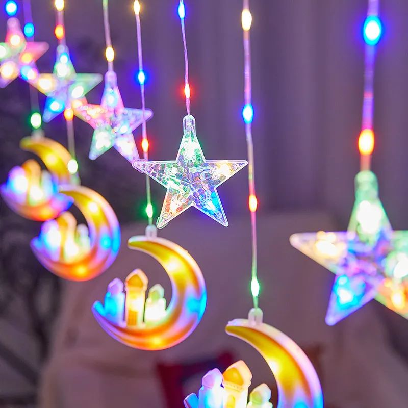 ستار ضوئية هلال ومسجد زينة رمضان