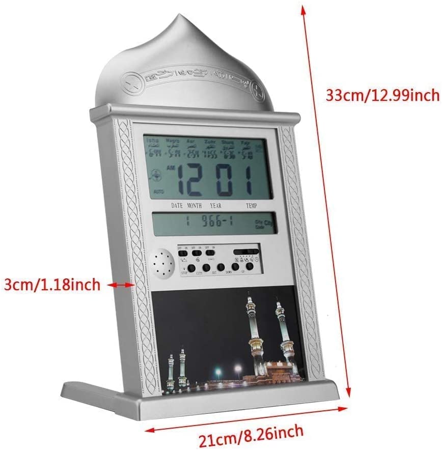 The Haramain muezzin clock is a digital alarm clock, an Islamic call to prayer