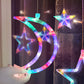ستارة  ضوئي نجوم وهلال زينة رمضان تعمل على الطاقة الشمسة والكهرباء مع جهاز تحكم