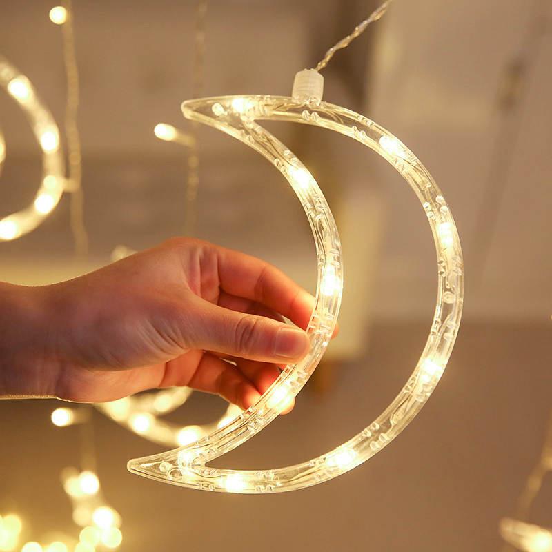 ستارة  ضوئي نجوم وهلال زينة رمضان