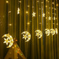 Curtain for Ramadan decorations and light occasions - star and crescent 4.5 m 